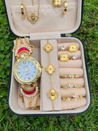 Golden Floral Watch Luxury Jewellery Gift Set