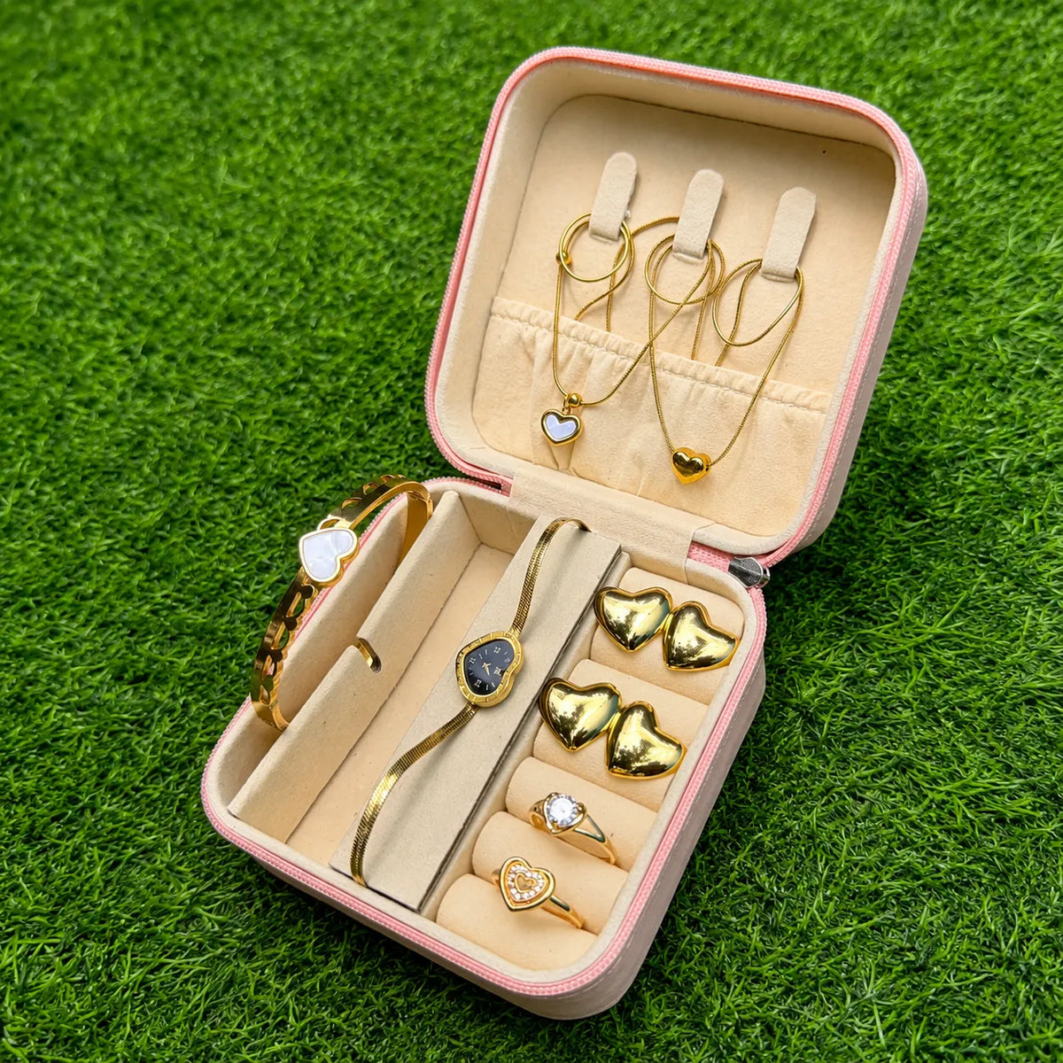 Midnight Double Heart Watch Gift Set
