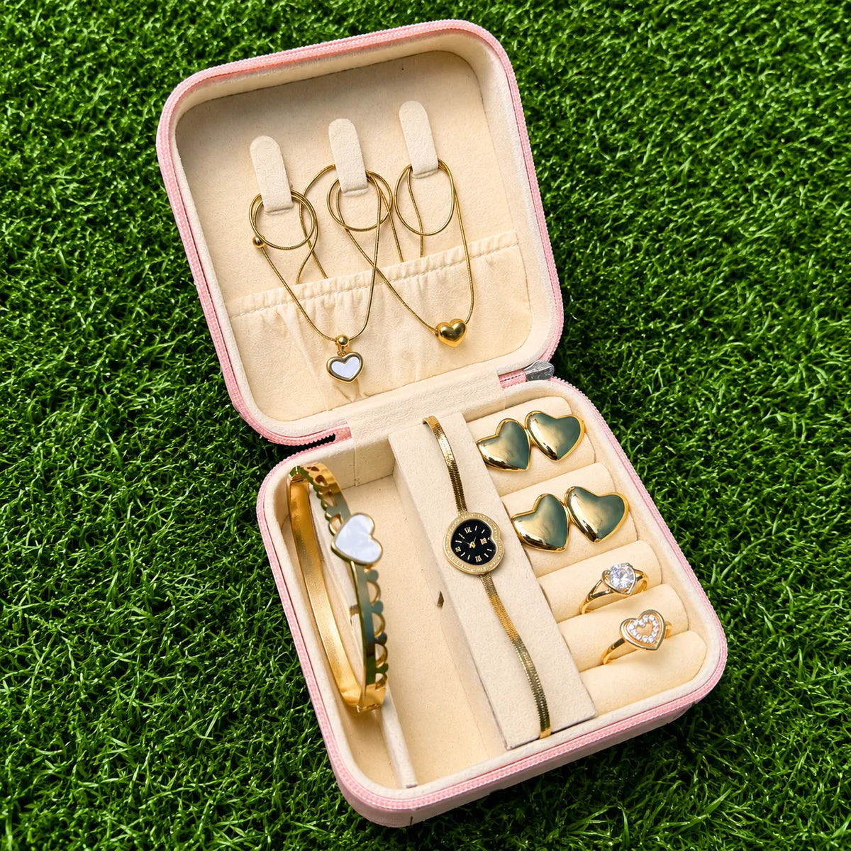 Midnight Double Heart Watch Gift Set