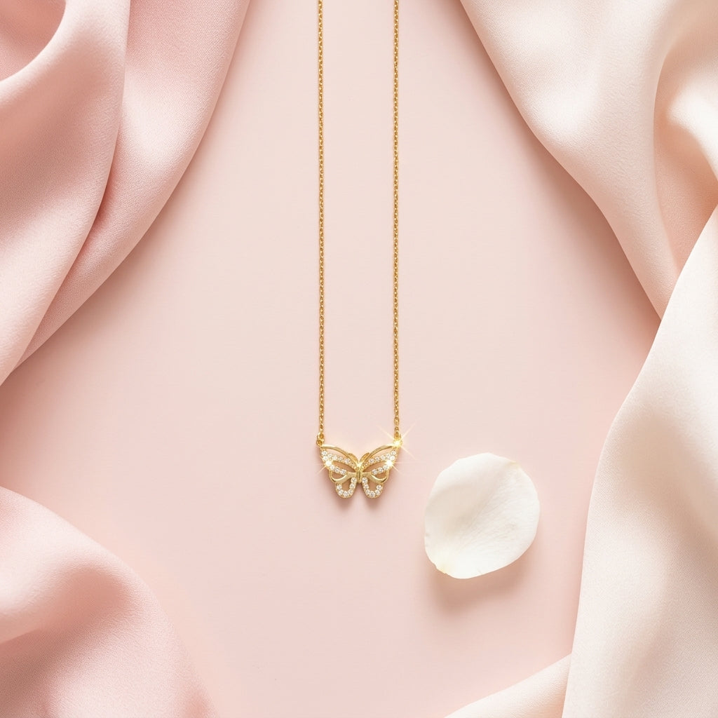 Crystal Butterfly Pendant Necklace