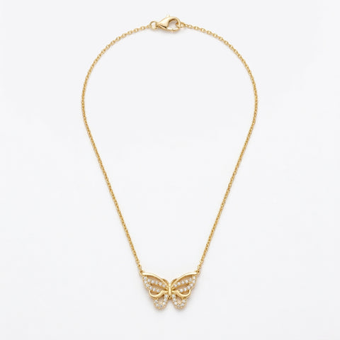 Crystal Butterfly Pendant Necklace