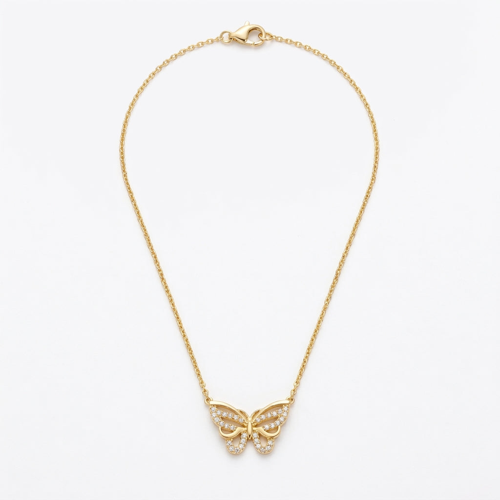 Crystal Butterfly Pendant Necklace