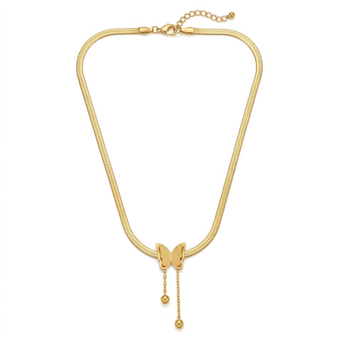 Gold-Tone Butterfly Slider Necklace
