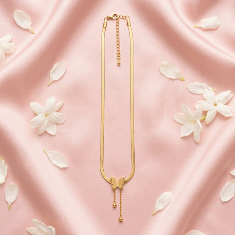 Gold-Tone Butterfly Slider Necklace