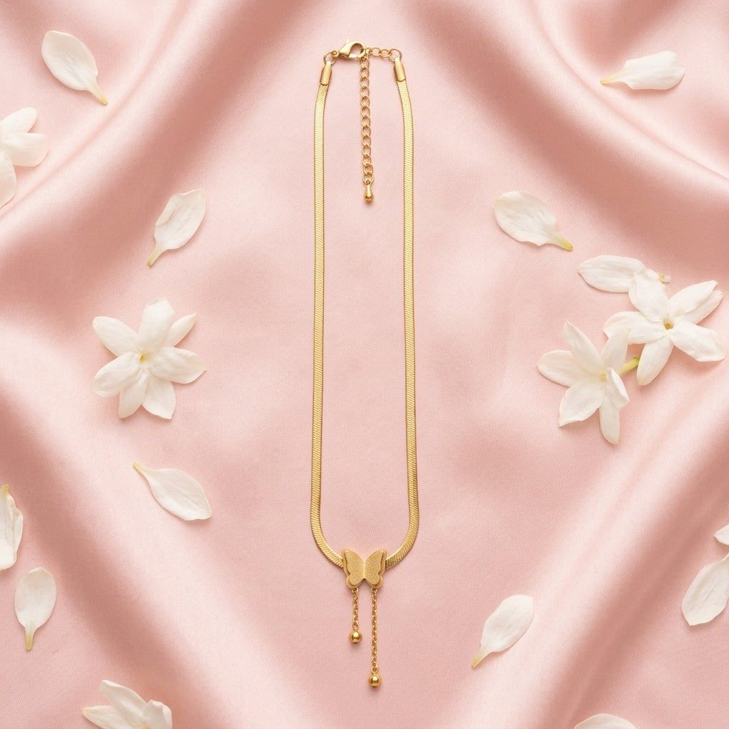 Gold-Tone Butterfly Slider Necklace