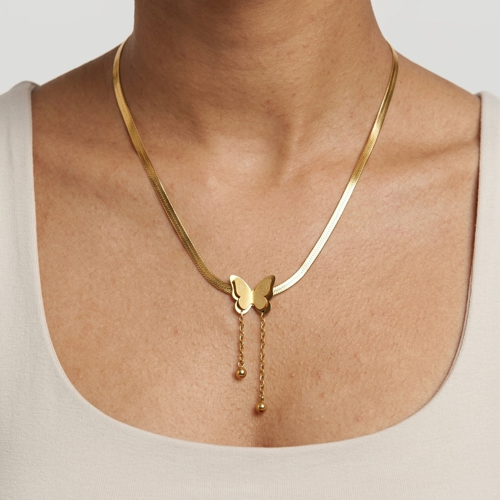 Gold-Tone Butterfly Slider Necklace