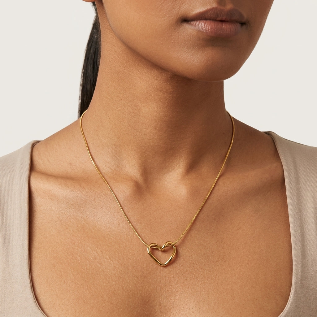 Minimalist Open Heart Pendant Necklace