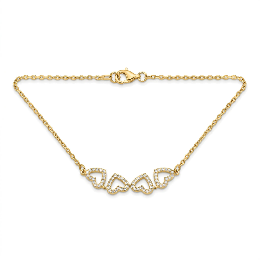 Crystal Four-Heart Clover Pendant Necklace