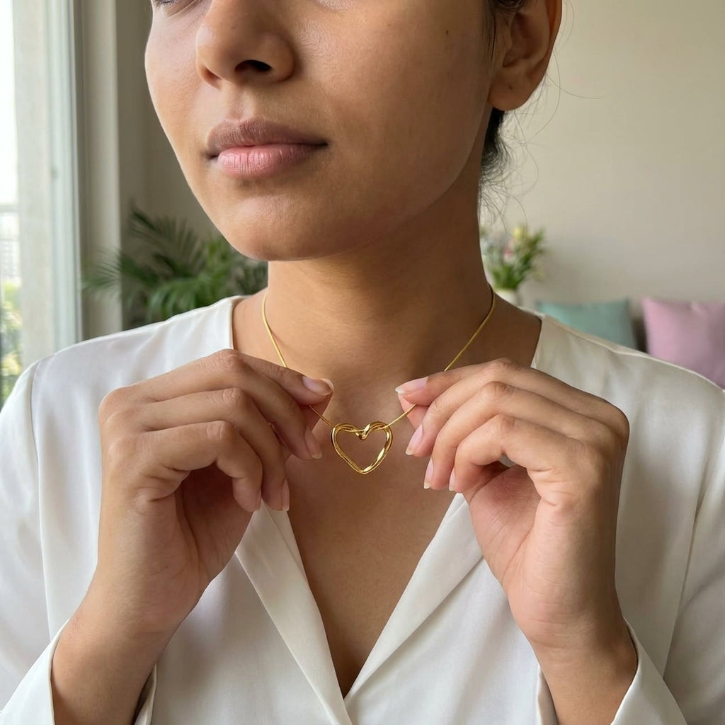 Minimalist Open Heart Pendant Necklace