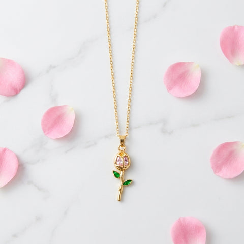 Rose Flower Pendant Necklace