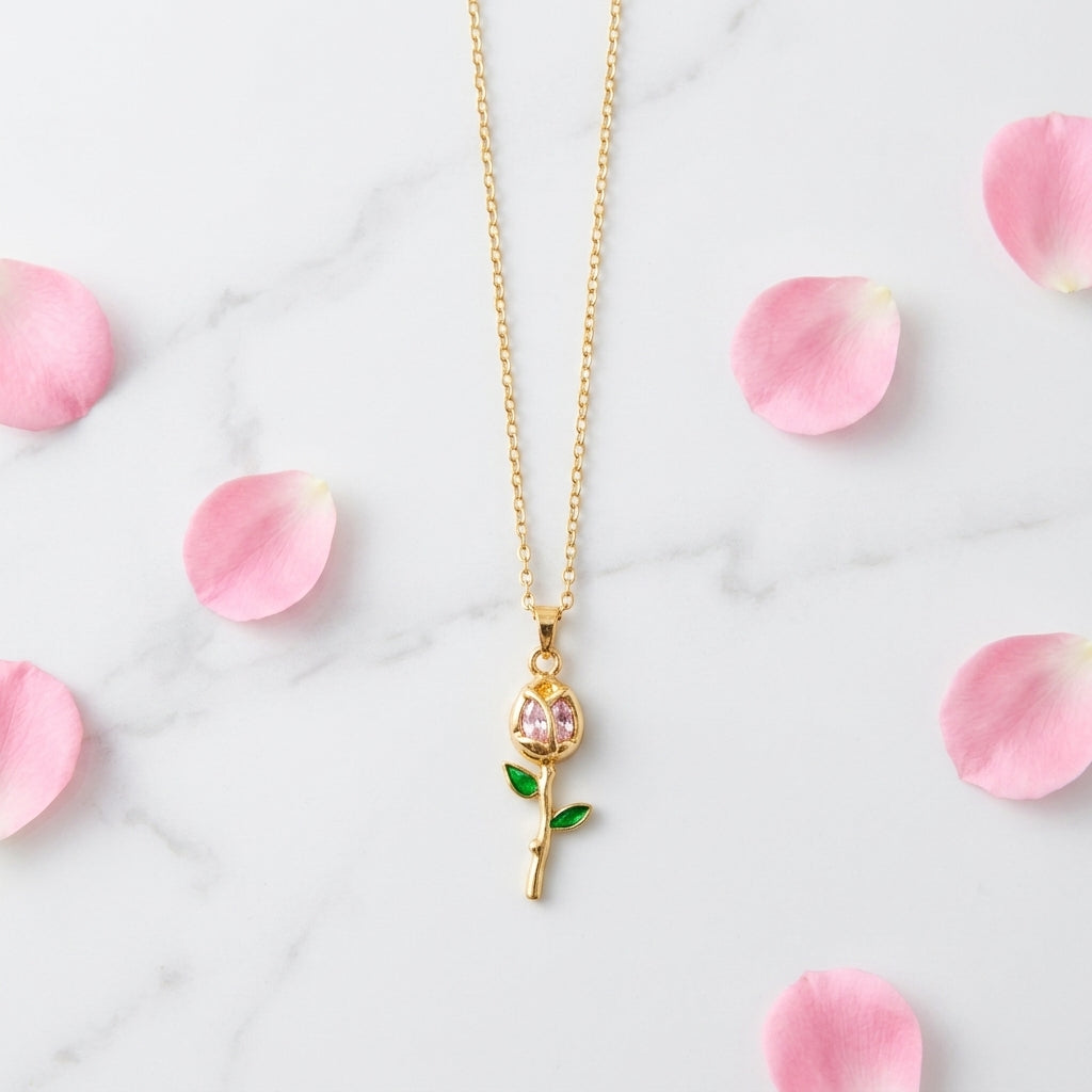 Rose Flower Pendant Necklace