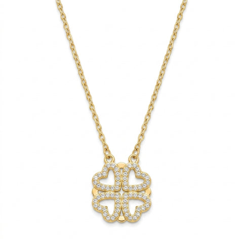Crystal Four-Heart Clover Pendant Necklace